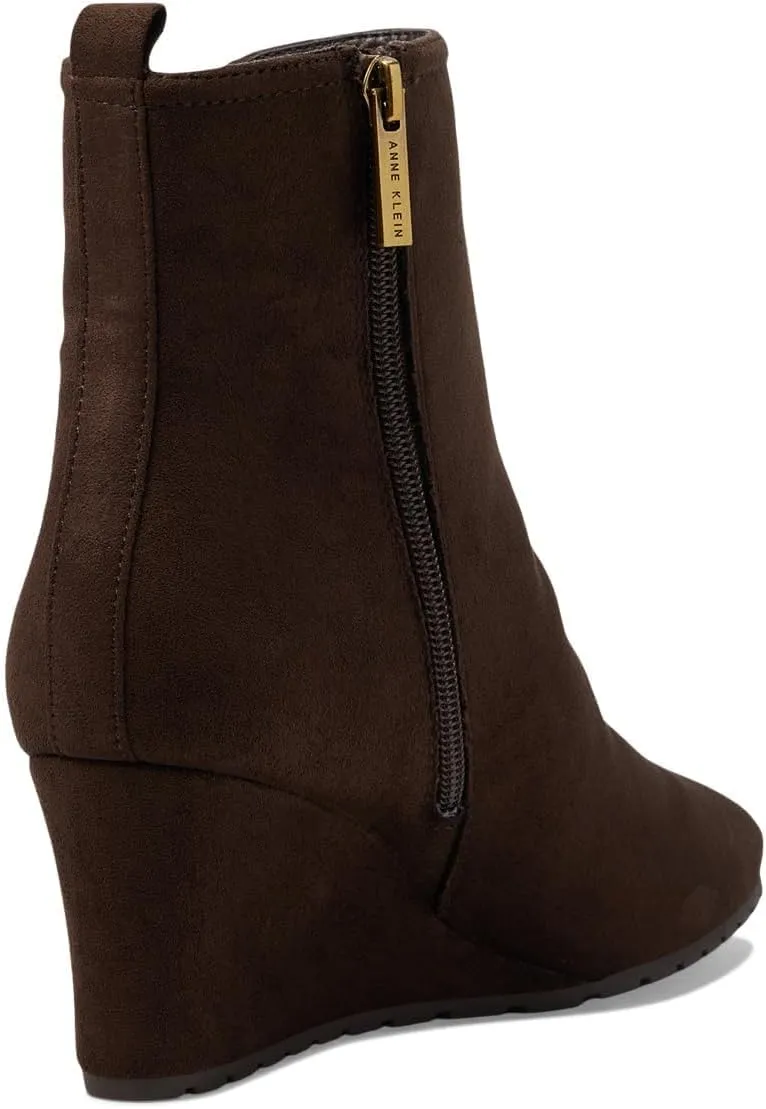 Anne Klein Womens Mixed Media Faux Suede Ankle Boots