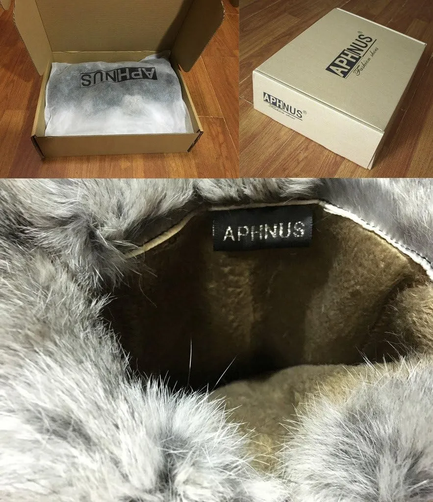 APHNUS Womens Boots Winter Fur Snow Tall Over The Knee Thigh High Boots