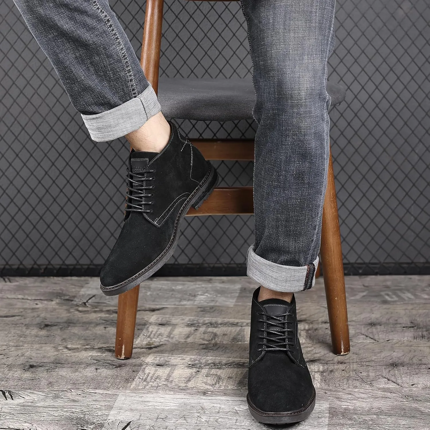 Arkbird Mens Chukka Boots Suede Leather Classic Fashion Casual Ankle Lace-up Dress Boots for Men
