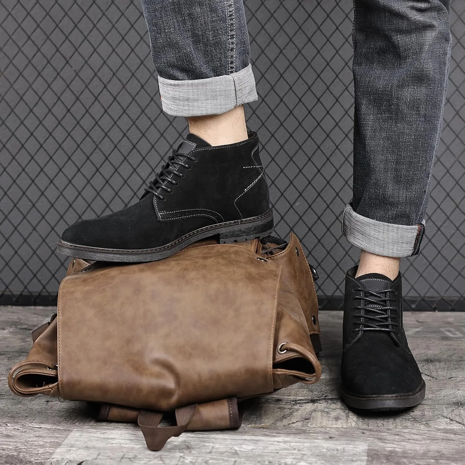 Arkbird Mens Chukka Boots Suede Leather Classic Fashion Casual Ankle Lace-up Dress Boots for Men