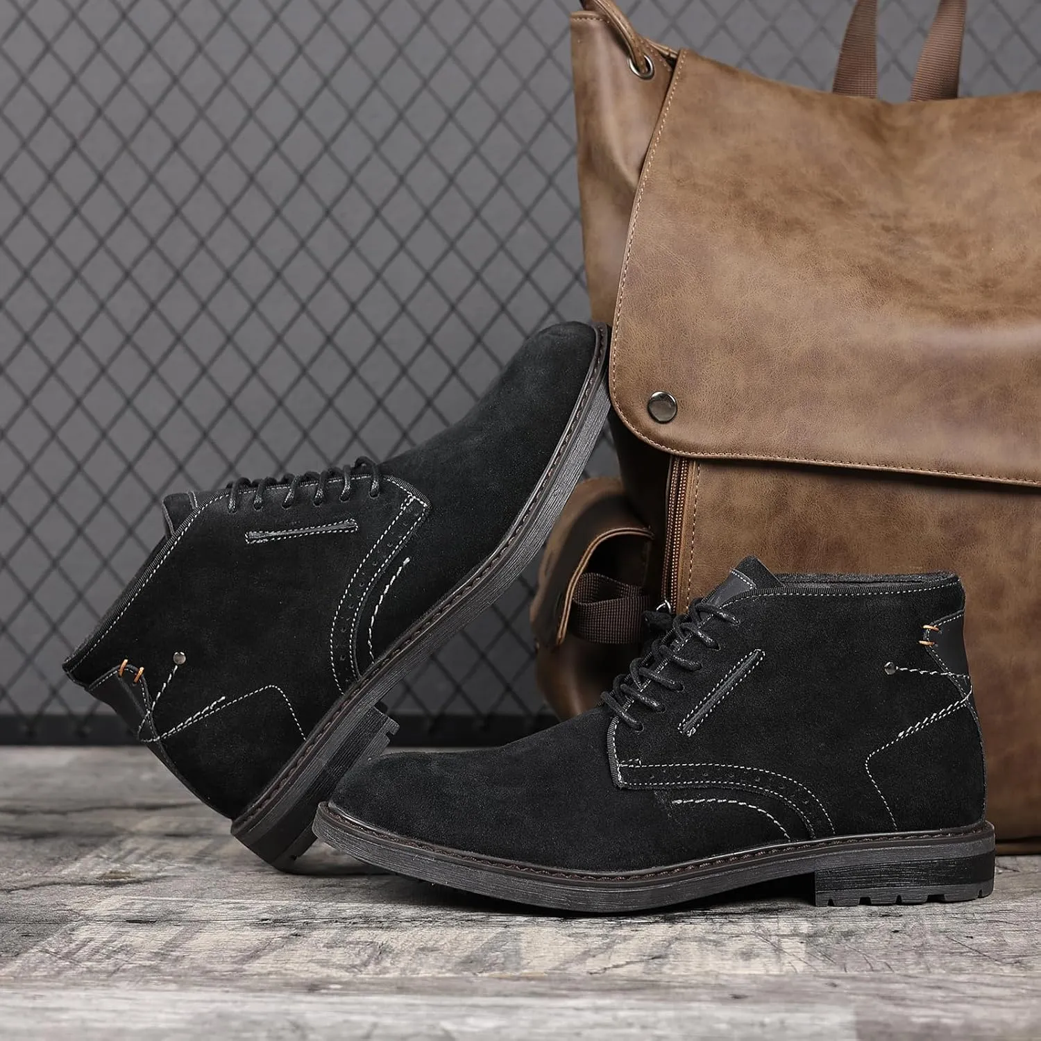 Arkbird Mens Chukka Boots Suede Leather Classic Fashion Casual Ankle Lace-up Dress Boots for Men