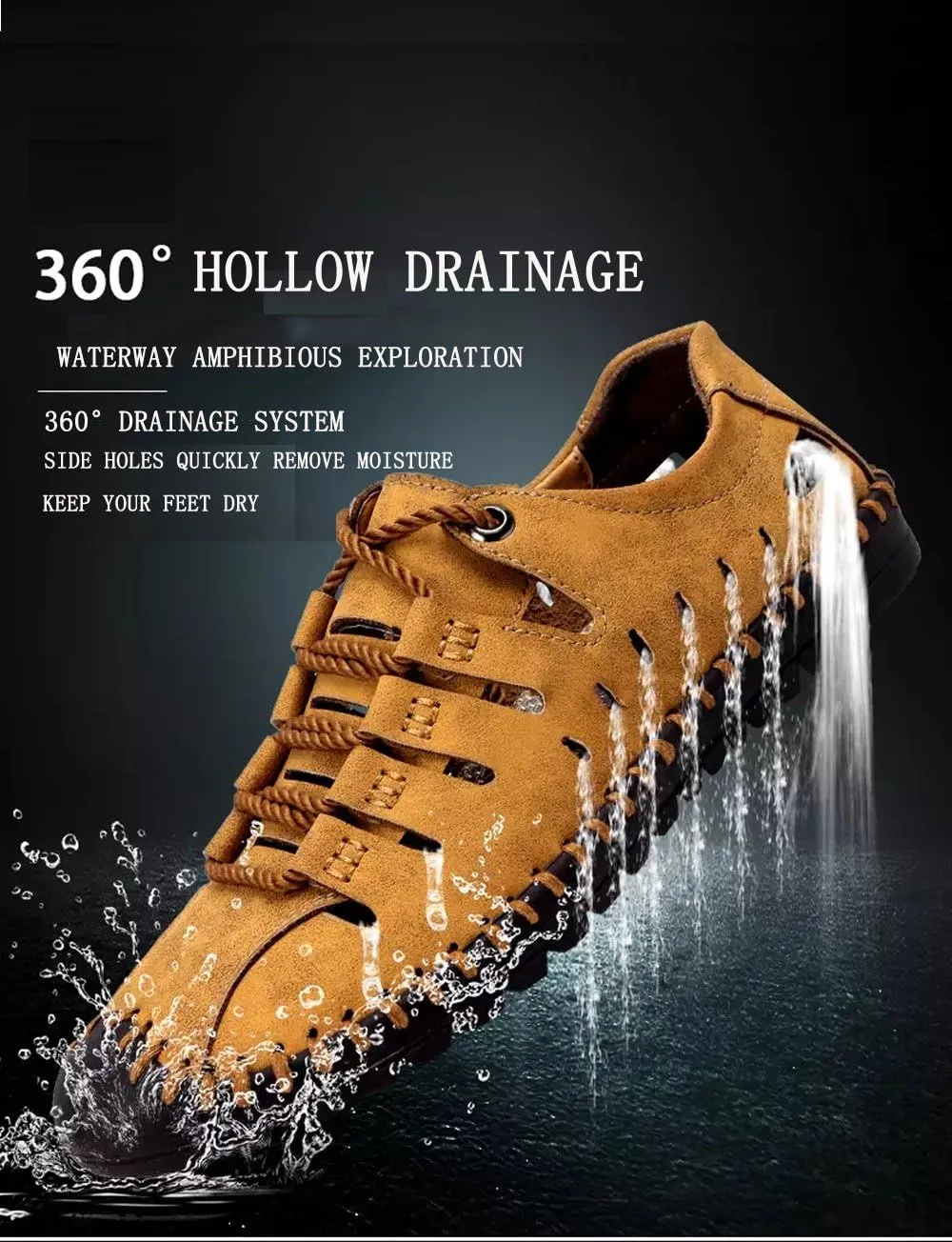Asifn Men's Sport Sandals Outdoor Leather Fisherman Breathable Summer Casual Shoes Walking Beach Travel