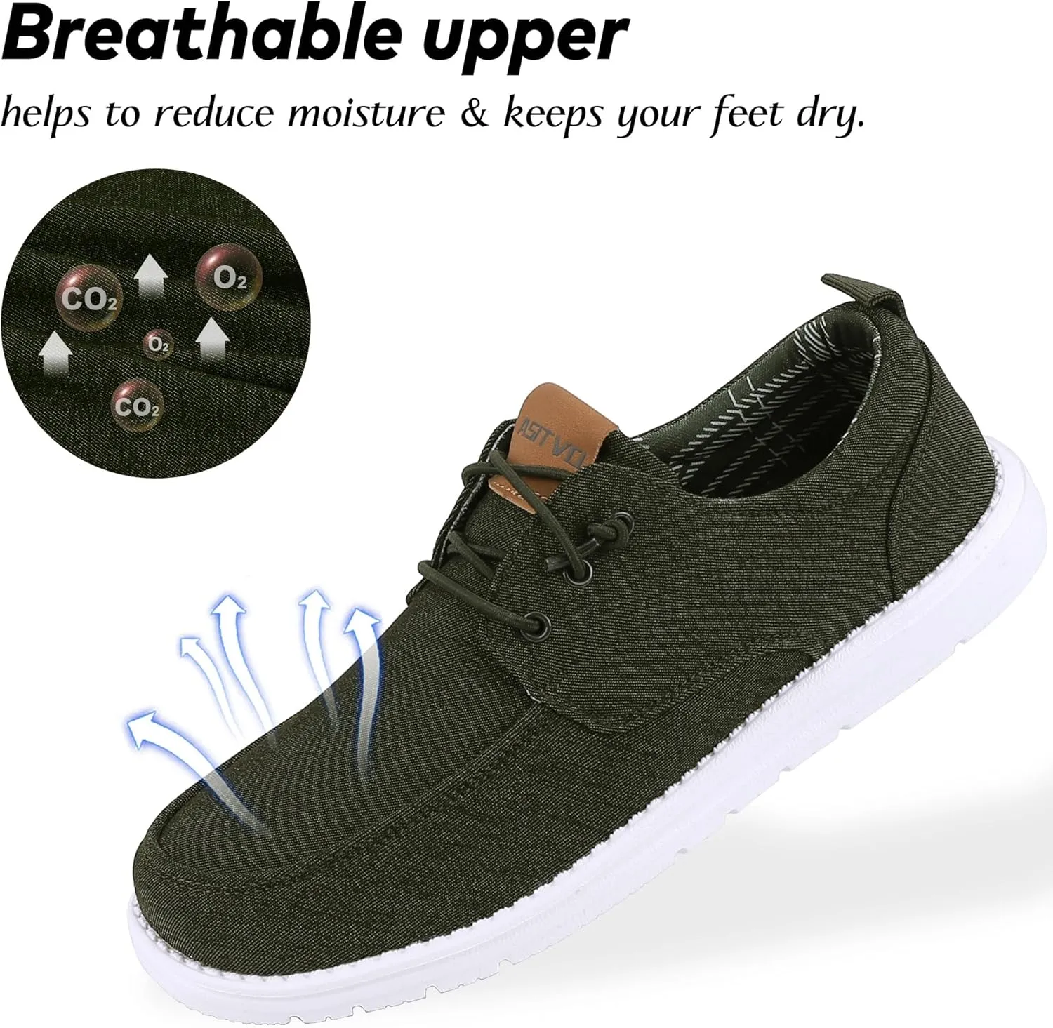 ASITVO Mens Wide Canvas Loafers Slip on Big Size Walking Shoes Width Toe Box Casual Dress Shoes