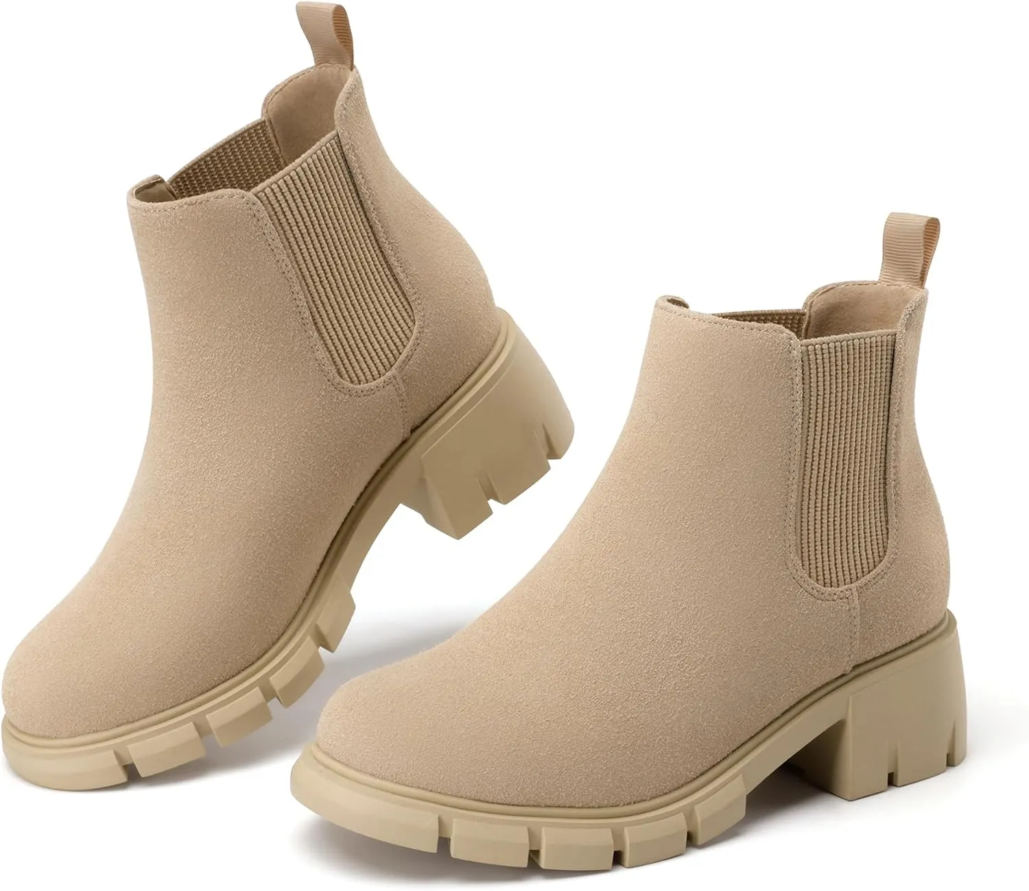 Athlefit Girls Ankle Boots Kids Comfortable Slip on Lug Sole Chelsea Booties for Toddler Little Kid Big Kids