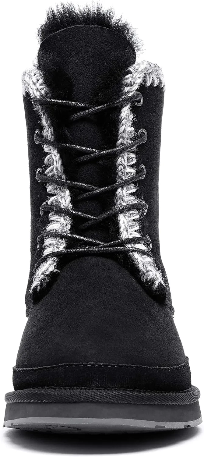 AUMU Women's National Style Matin Classic Style Sheepskin Suede Winter Snow Boots