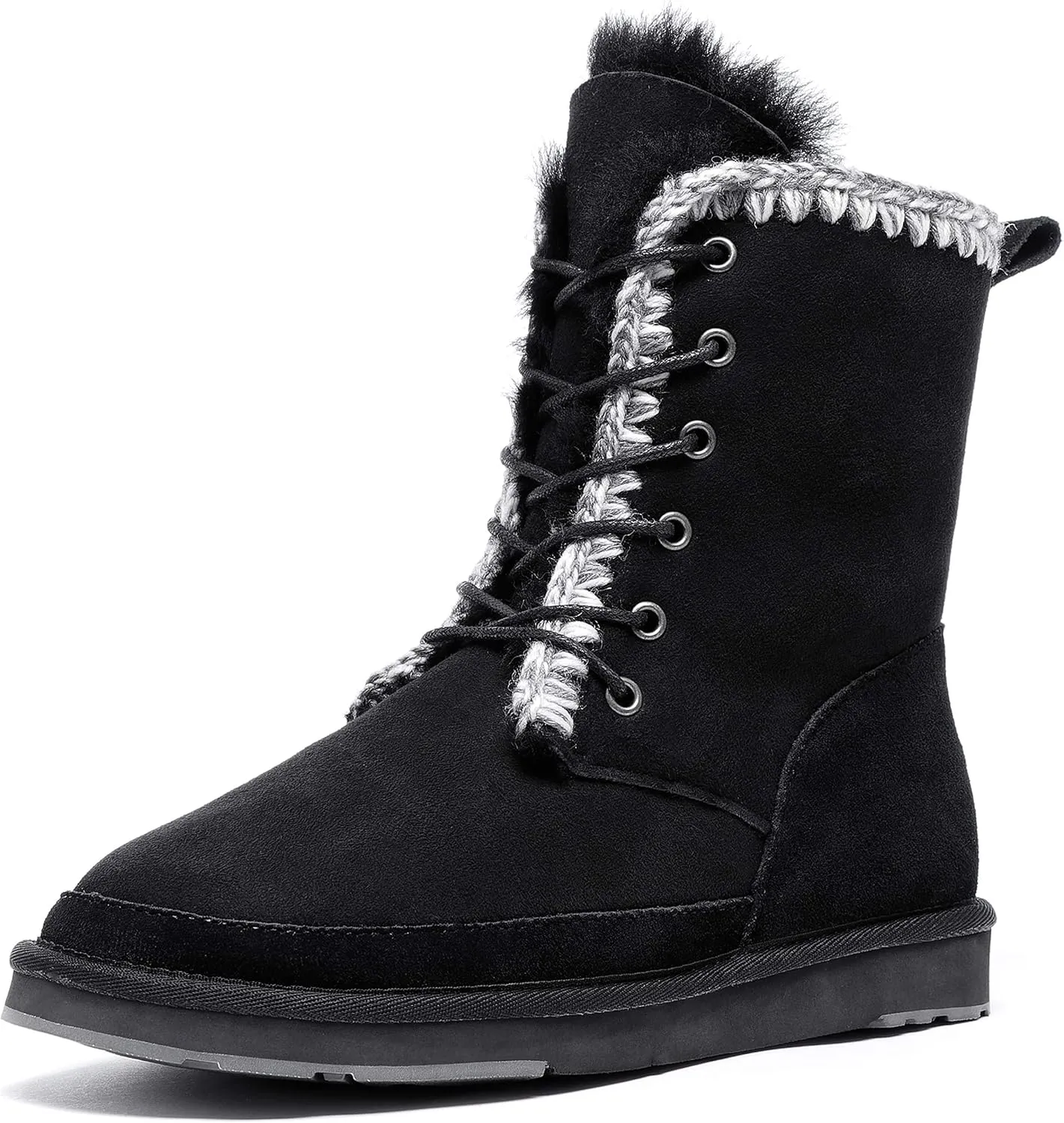 AUMU Women's National Style Matin Classic Style Sheepskin Suede Winter Snow Boots