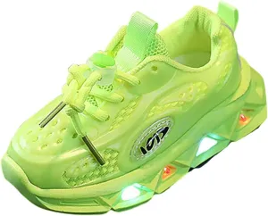 Baby Infant Rubber Foam Light up Sneakers Lace Lightweight Toddler First Walking Non Slip Sport Shoes Running Outdoor