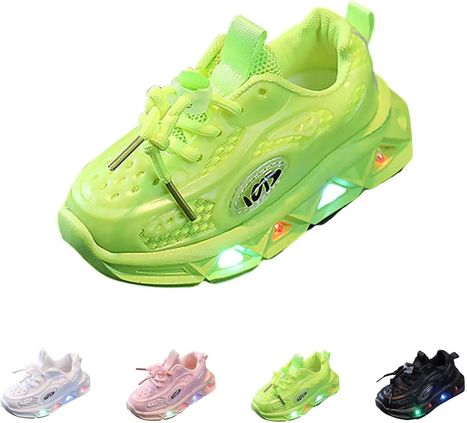 Baby Infant Rubber Foam Light up Sneakers Lace Lightweight Toddler First Walking Non Slip Sport Shoes Running Outdoor