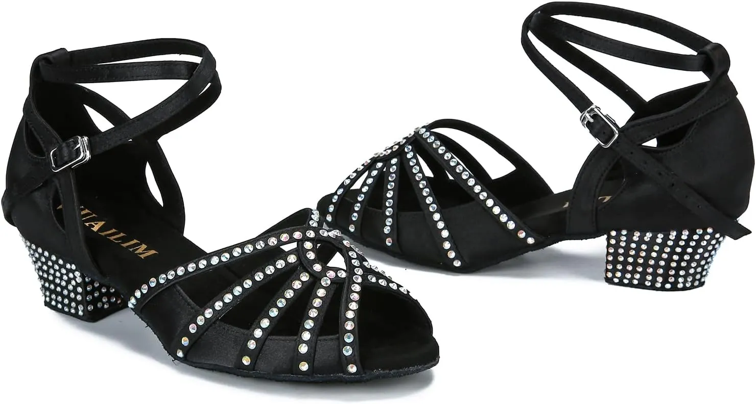 Ballroom Rhinestone Dance Shoes Women Latin Salsa Bachata Social Dancing Sandals L6885