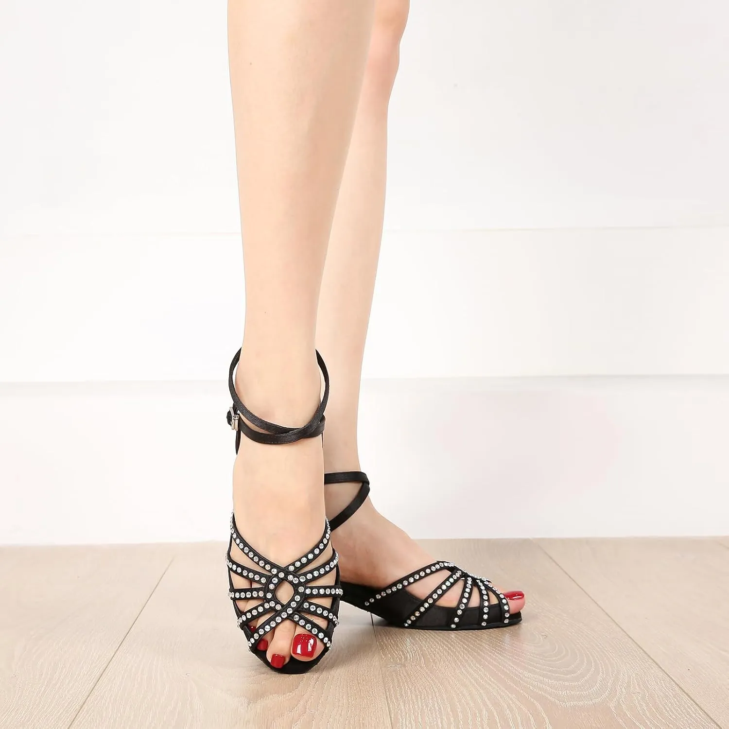 Ballroom Rhinestone Dance Shoes Women Latin Salsa Bachata Social Dancing Sandals L6885