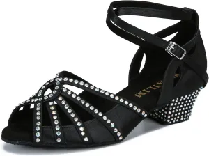 Ballroom Rhinestone Dance Shoes Women Latin Salsa Bachata Social Dancing Sandals L6885