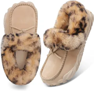 BARERUN Womens Moccasin Snow Boots Warm Winter Boots Ankle Boots for Women Outdoor Fur Lined Womens Shoes Slippers