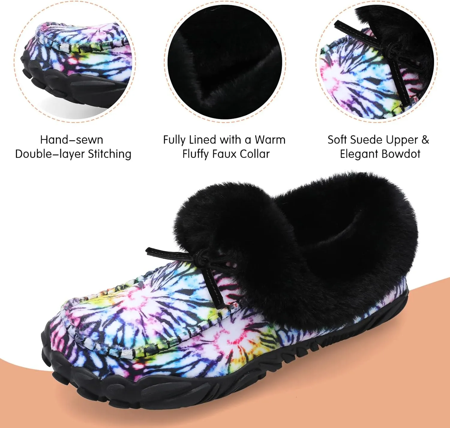 BARERUN Womens Moccasin Snow Boots Warm Winter Boots Ankle Boots for Women Outdoor Fur Lined Womens Shoes Slippers