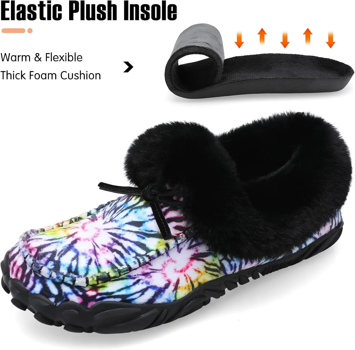 BARERUN Womens Moccasin Snow Boots Warm Winter Boots Ankle Boots for Women Outdoor Fur Lined Womens Shoes Slippers
