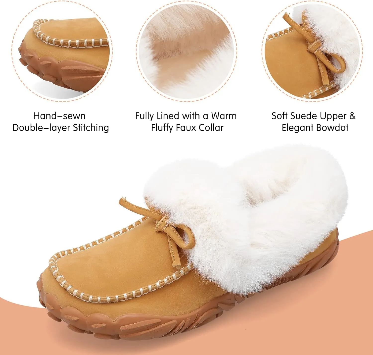 BARERUN Womens Moccasin Snow Boots Warm Winter Boots Ankle Boots for Women Outdoor Fur Lined Womens Shoes Slippers
