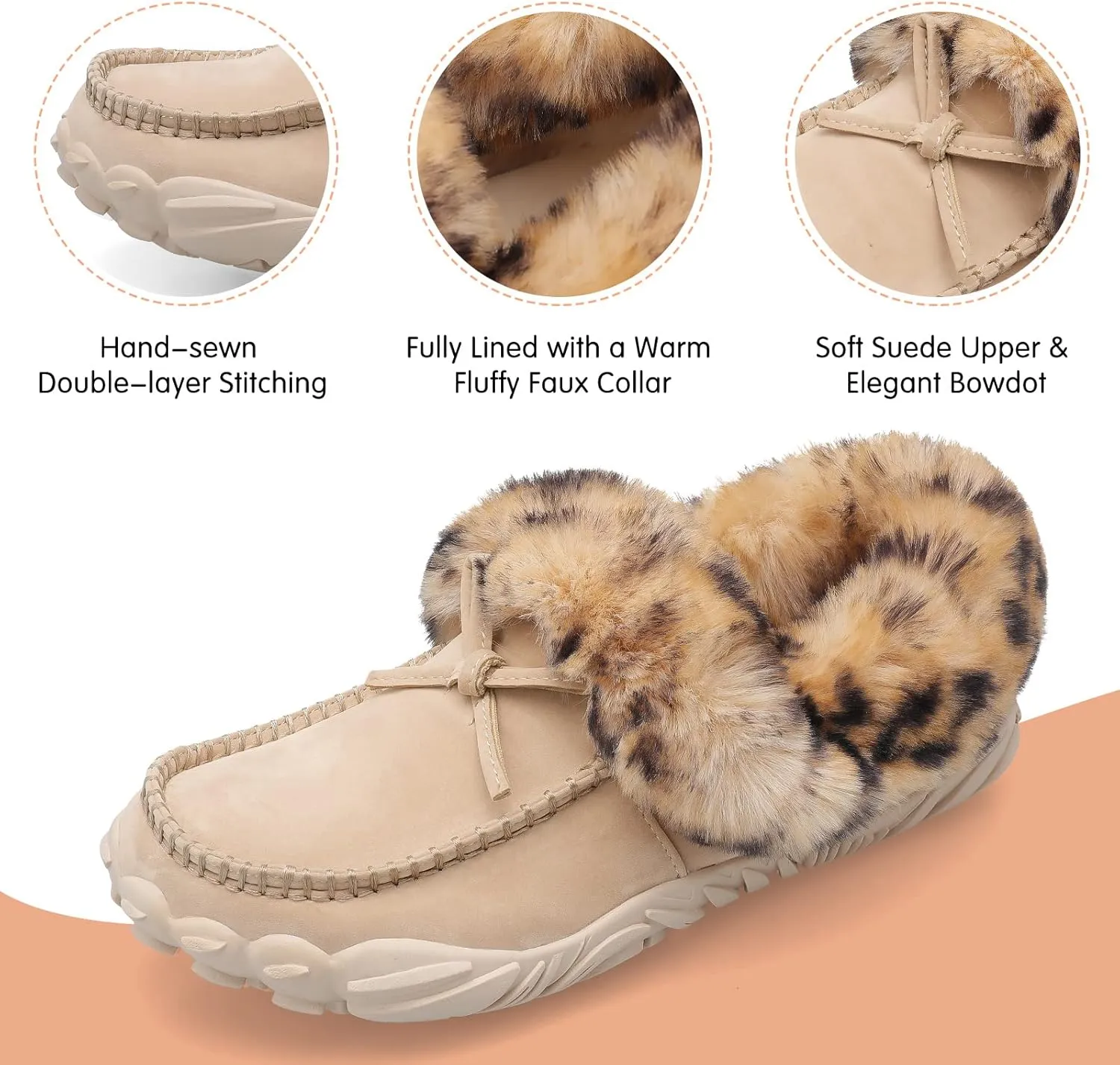 BARERUN Womens Moccasin Snow Boots Warm Winter Boots Ankle Boots for Women Outdoor Fur Lined Womens Shoes Slippers