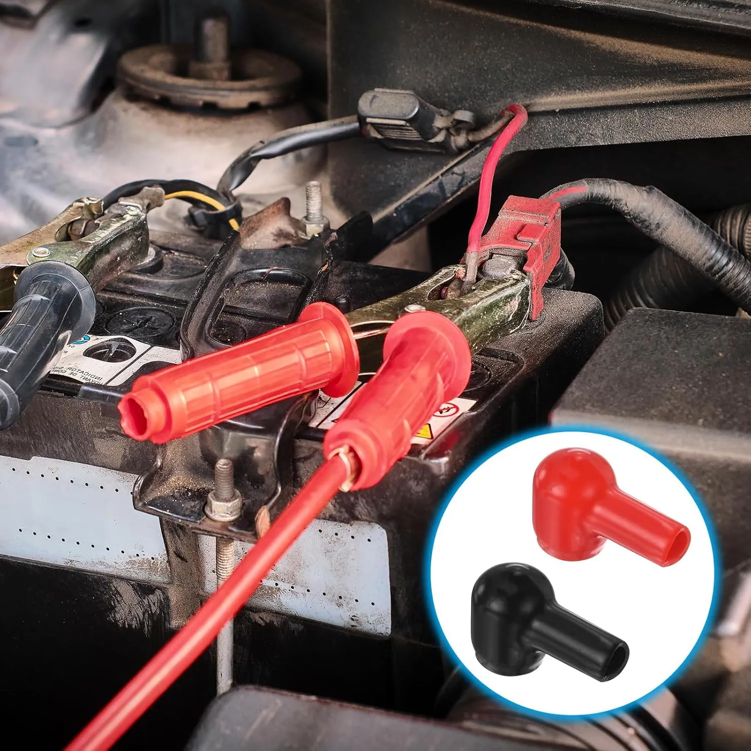 Battery Terminal Covers,8-Pack Battery Terminal Protector Boots,Insulated Rubber Terminal Covers,L12-22-40mm Positive Negative Terminal Caps for Truck,Marine,RV,Solar Power Bank,Motorcycle