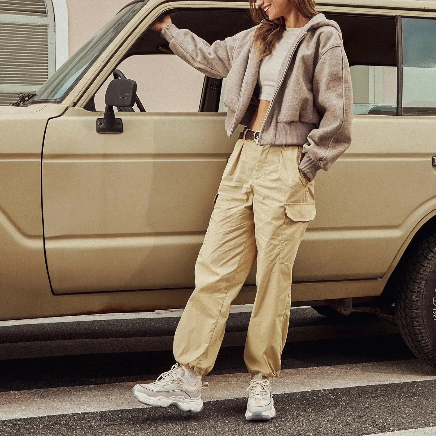 BEAU TODAY Chunky Sneakers for Women, Womens Fashion Sneakers, Lace Up Platform Comfortable Leather Casual Dad Shoes
