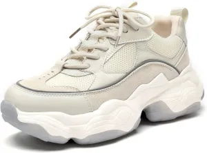 BEAU TODAY Chunky Sneakers for Women, Womens Fashion Sneakers, Lace Up Platform Comfortable Leather Casual Dad Shoes