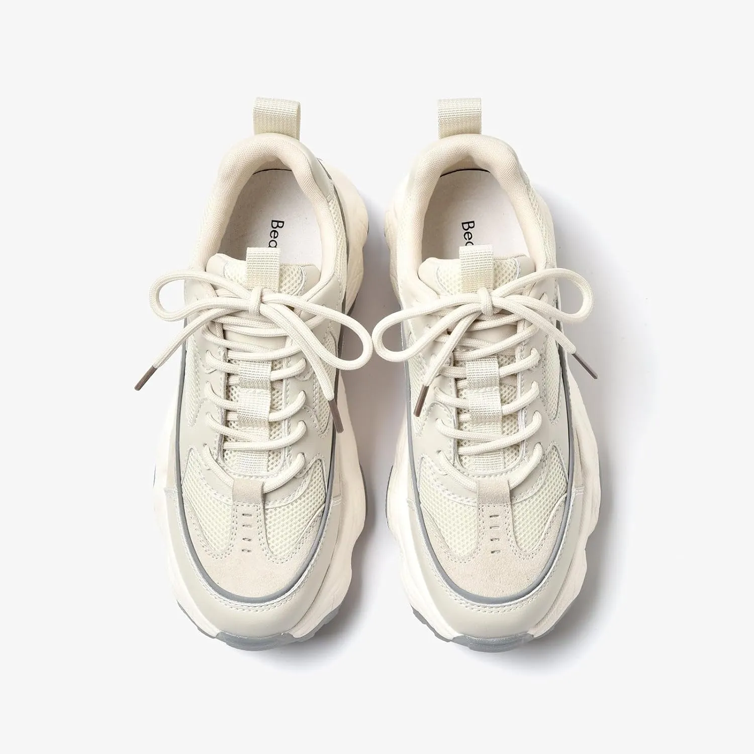 BEAU TODAY Chunky Sneakers for Women, Womens Fashion Sneakers, Lace Up Platform Comfortable Leather Casual Dad Shoes