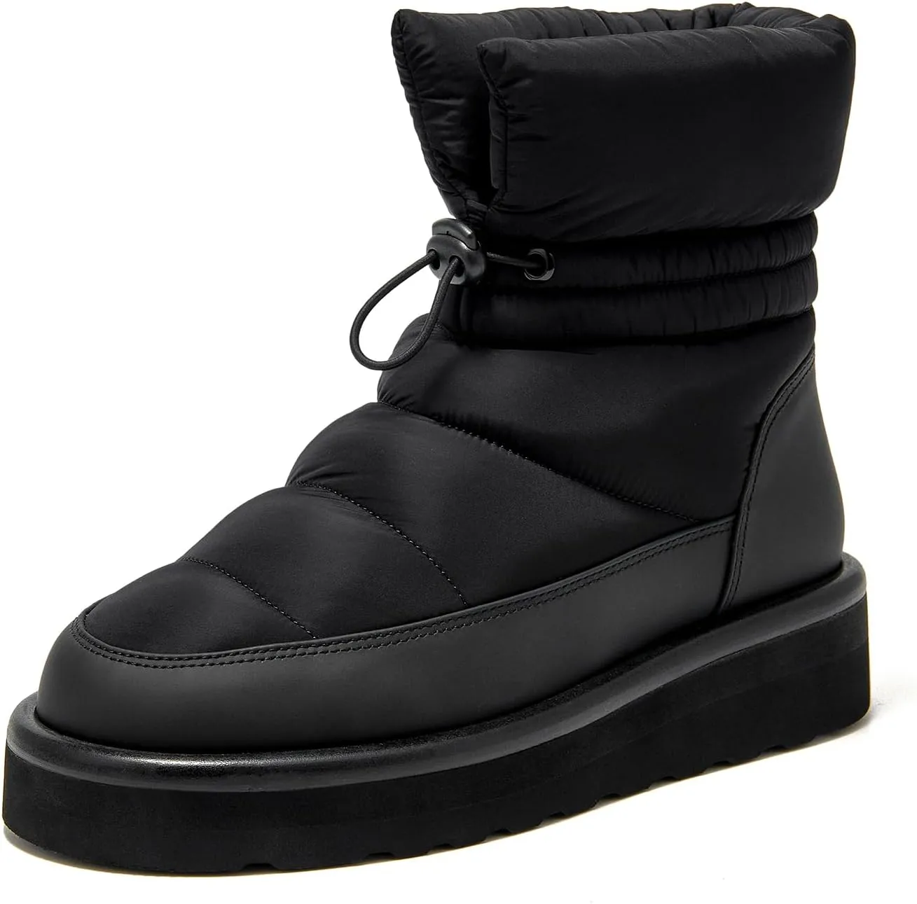 BEAU TODAY Snow Boots for Women, Platform Anti-Slip Winter Ankle Booties,Comfort Wool Round Toe Women Boots, Ladies Comfortable Short Boots Outdoor