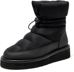 BEAU TODAY Snow Boots for Women, Platform Anti-Slip Winter Ankle Booties,Comfort Wool Round Toe Women Boots, Ladies Comfortable Short Boots Outdoor