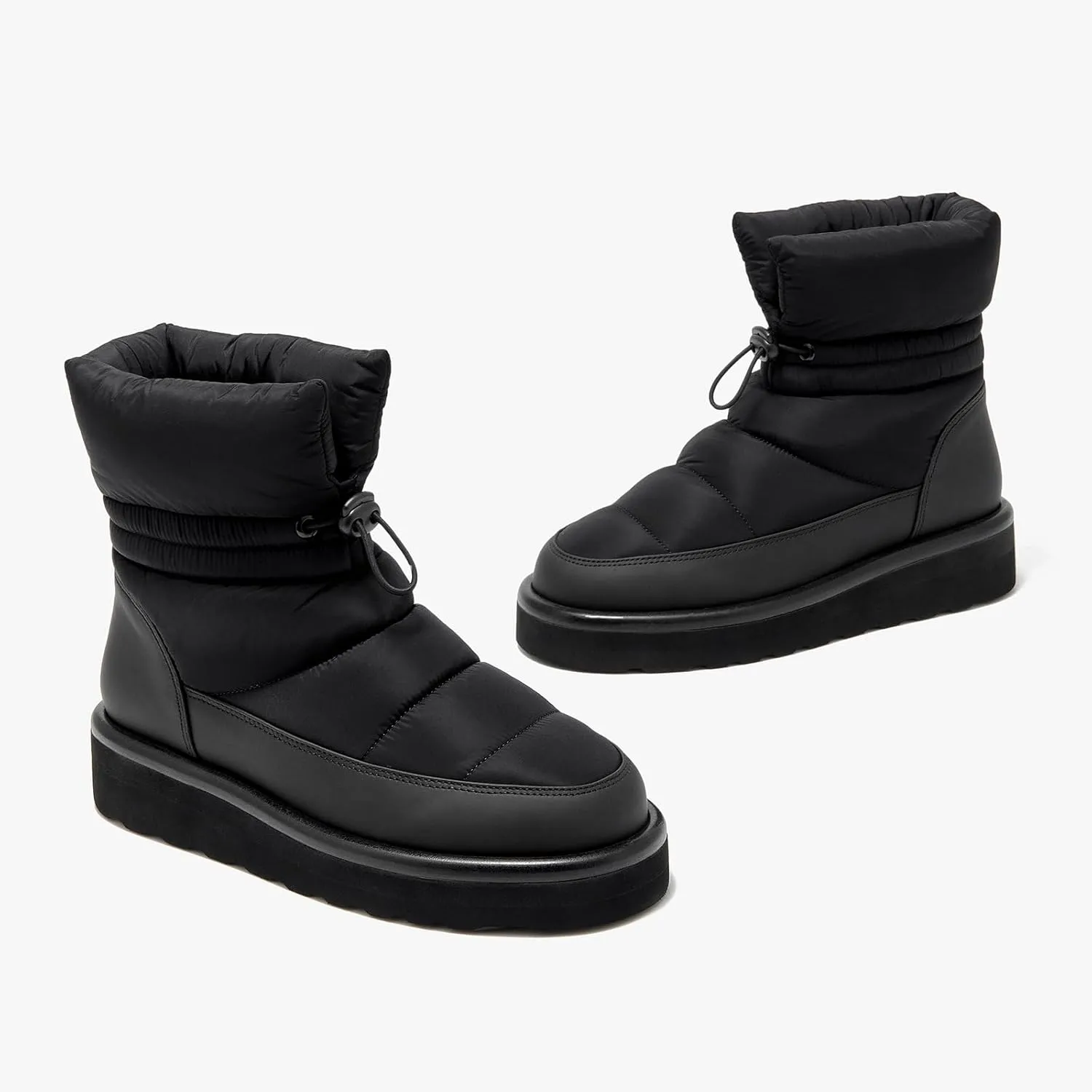 BEAU TODAY Snow Boots for Women, Platform Anti-Slip Winter Ankle Booties,Comfort Wool Round Toe Women Boots, Ladies Comfortable Short Boots Outdoor