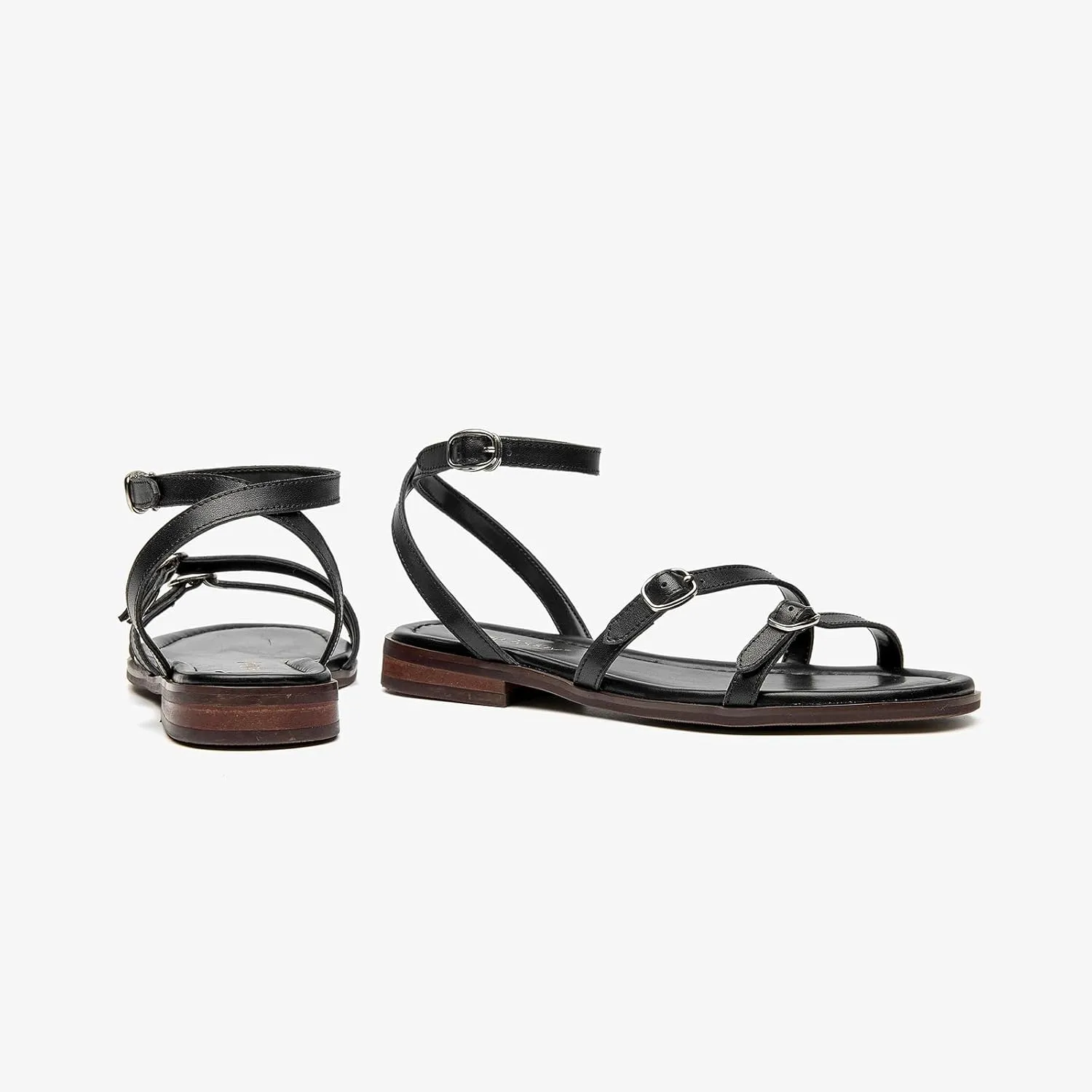 BEAU TODAY Womens Flat Sandals,Strappy Leather Summer Sandals for Women, Comfortable Slingback Cute Dressy Sandals for Beach Vacation Casual Walking
