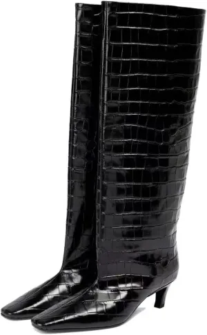 Beauty Cry Knee High Boots Women Square Toe Low Kitten Heel Tall Boots