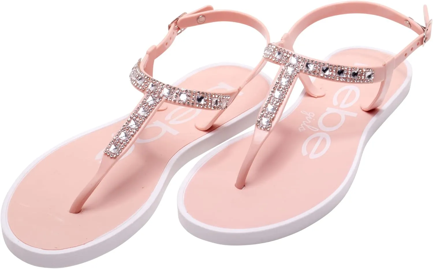 bebe Girls' Sandals - 2 Pack Open Toe Summer Flat Dress Thong T-Strap Sandals with Adjustable Ankle Strap and Cushioned Sole