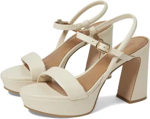 Bernardo® Ventura Heeled Sandals for Women – Leather Construction – Rubber Outsole – Ankle Buckle Closure Eggshell 7 M