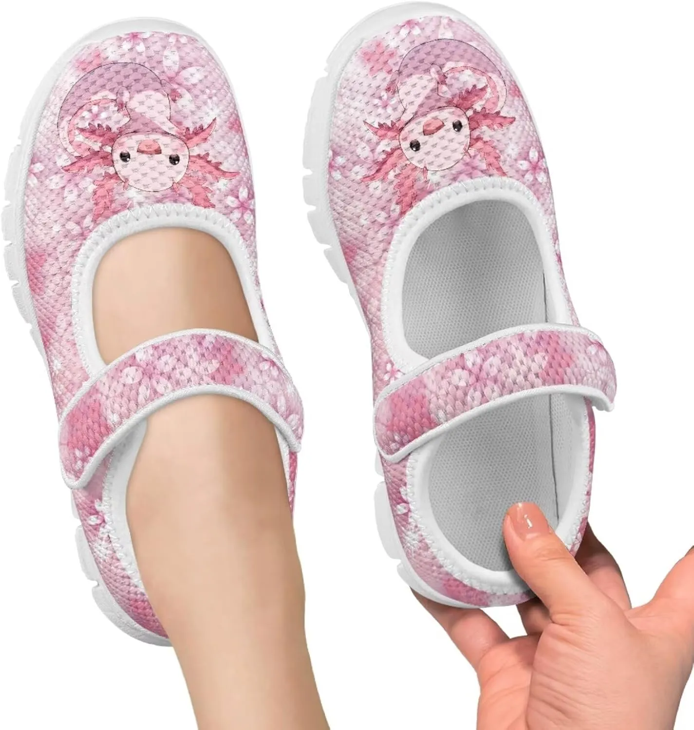 Binienty Girls School Uniform Shoes Mesh Mary Jane Dress Flats Slip on Casual Sneakers