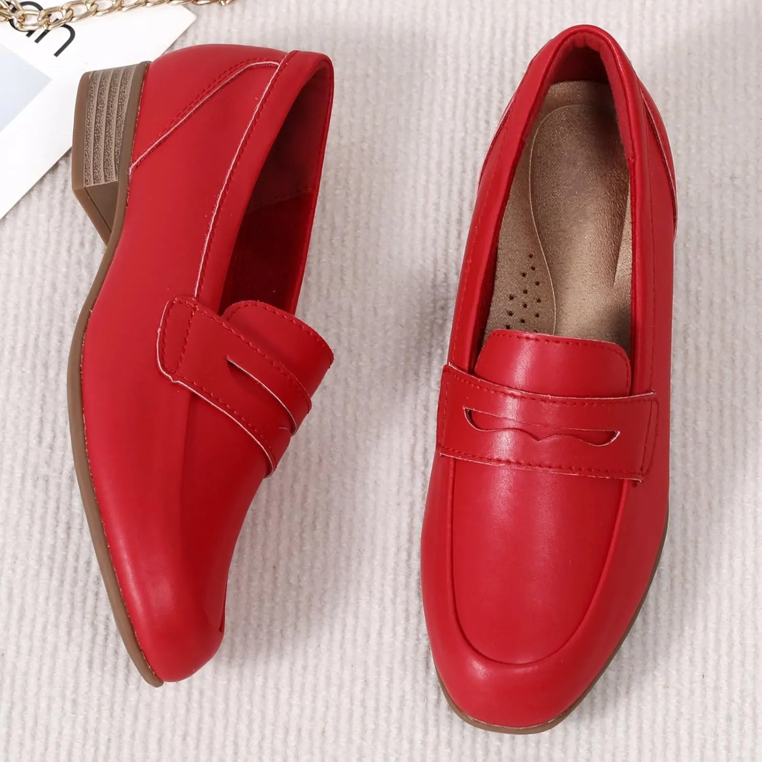 Black Women's Loafers & Slip-ons Flats Penny Round Toe Non-Slip Classic Business Casual Comfortable Dressy Office Work Slip On Shoes