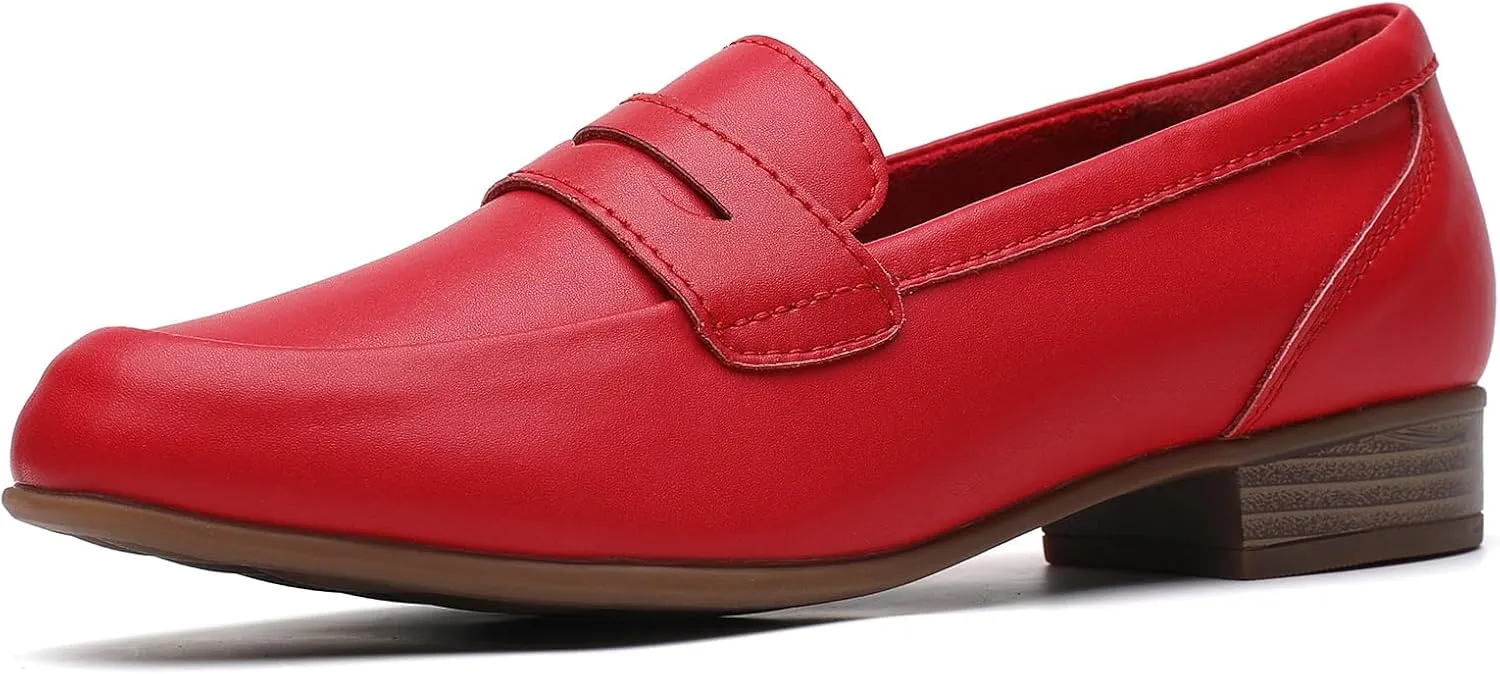 Black Women's Loafers & Slip-ons Flats Penny Round Toe Non-Slip Classic Business Casual Comfortable Dressy Office Work Slip On Shoes