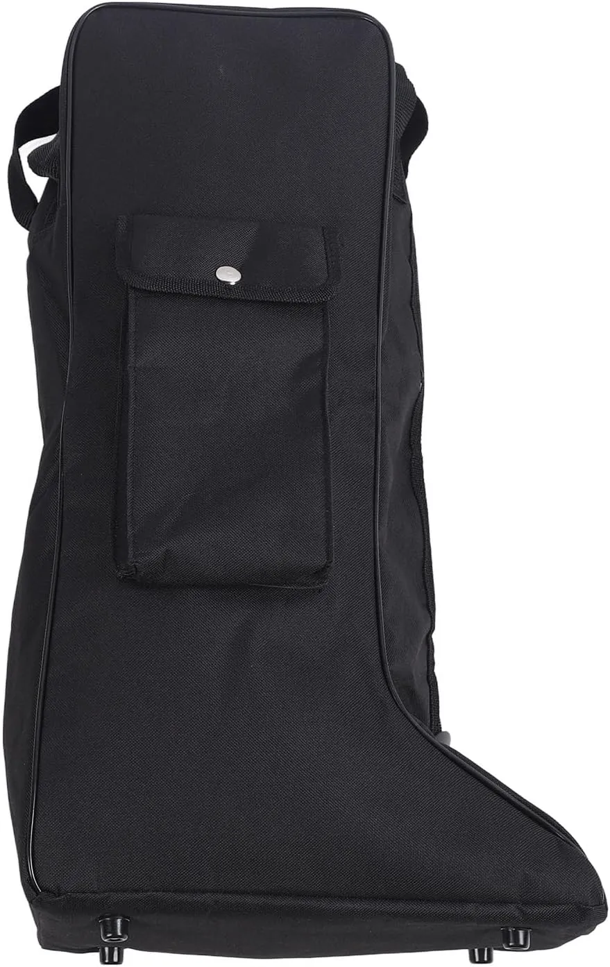 Boot Bag 1Pcs Oxford Cloth and Leather Black Waterproof Boot Storage Bag With Zipper and Leather Handle Portable Boots Storage Bag for Cowboy Boots Snow Boots