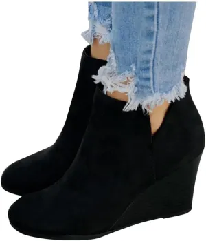 Boots for Women Suede Flat Short Ankle Booties Retro Fringe Boots Winter Round Toe Roman Fringe Short Flat Shoes