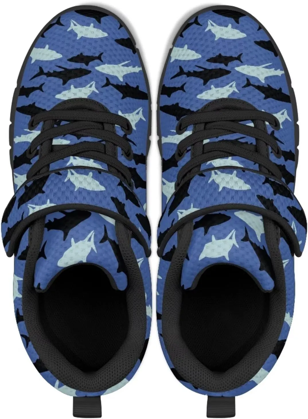 Boy Girl Shark Running Sneakers Adjustable Hook and Loop Walking Shoes Sports Tennis Sneaker
