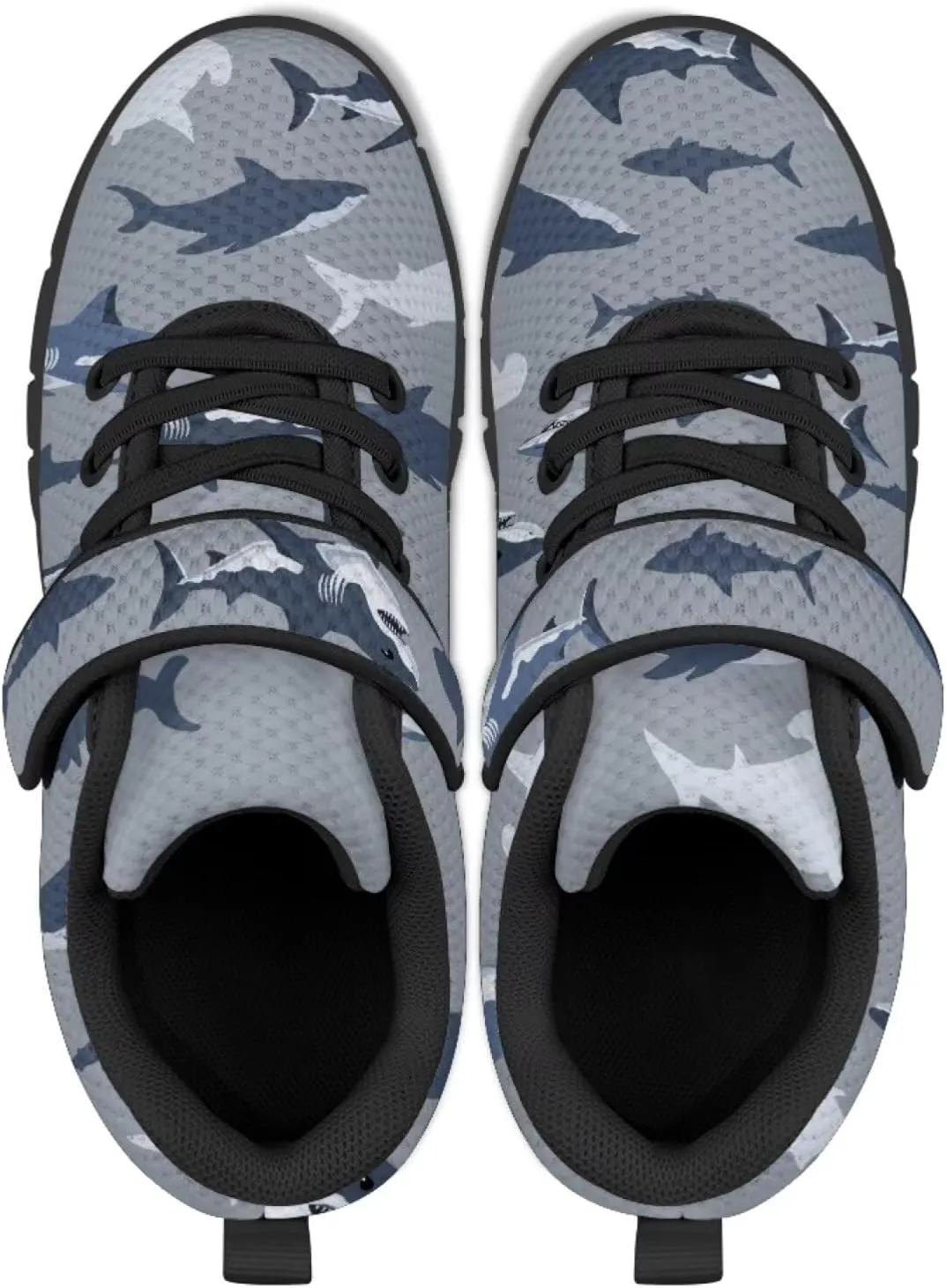 Boy Girl Shark Running Sneakers Adjustable Hook and Loop Walking Shoes Sports Tennis Sneaker