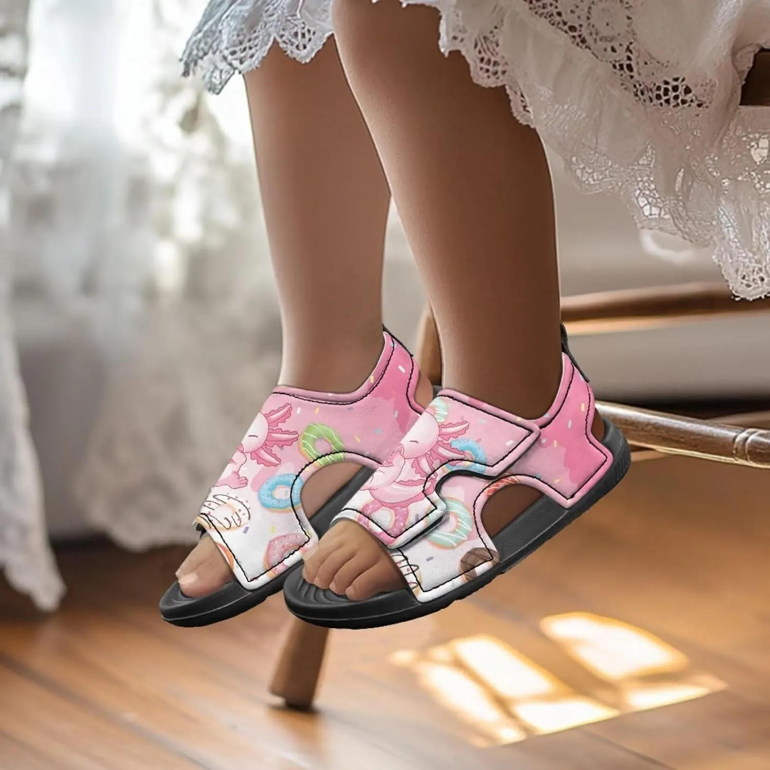 Boys Girls Kids Summer Sandals Slides Open-Toed Beach Sandals Magic Sticker Outdoor Shoes Toddler/Little Kid
