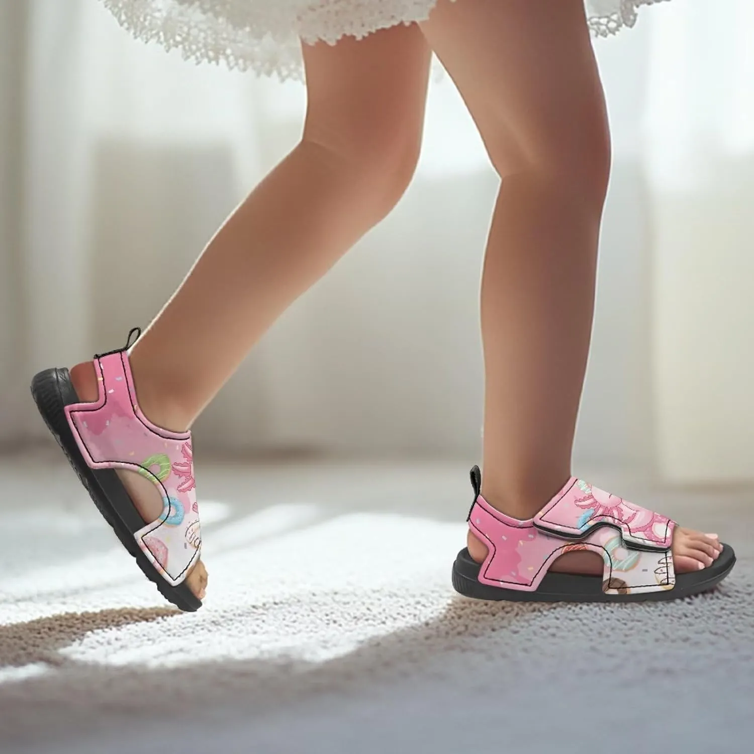 Boys Girls Kids Summer Sandals Slides Open-Toed Beach Sandals Magic Sticker Outdoor Shoes Toddler/Little Kid