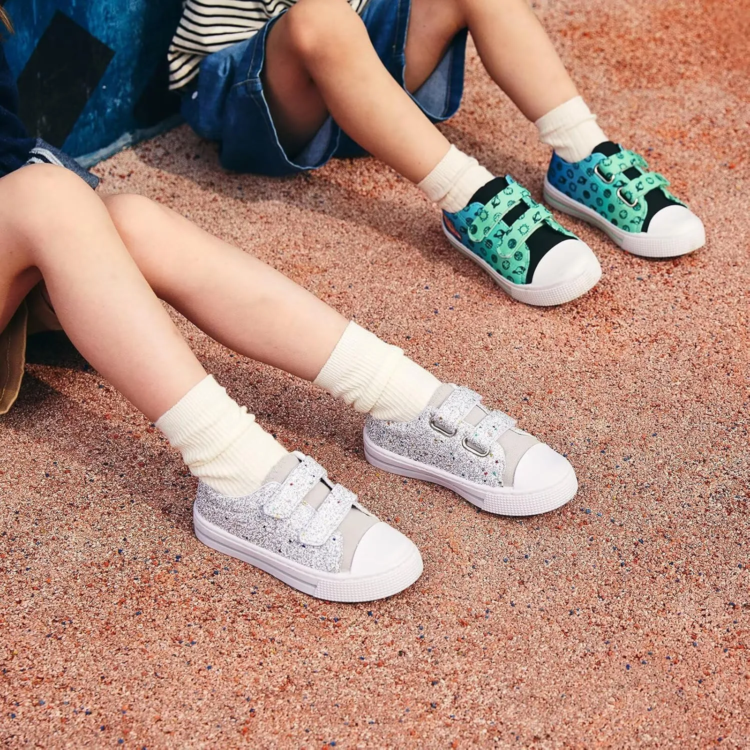 Boys Girls Sneakers Toddler Canvas Shoes Kids Walking Shoes with Hook and Loops