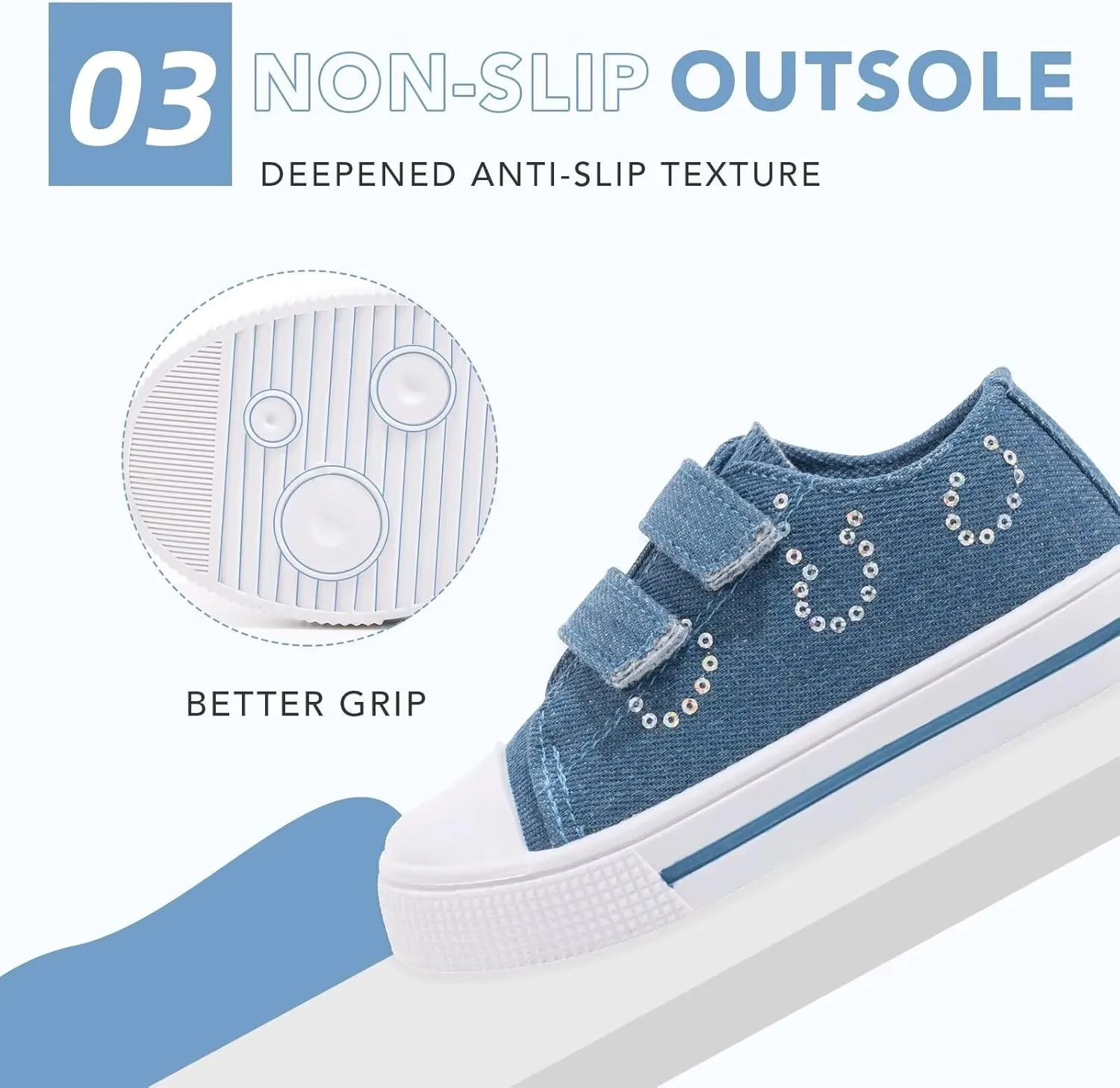 Boys Girls Sneakers Toddler Canvas Shoes Kids Walking Shoes with Hook and Loops