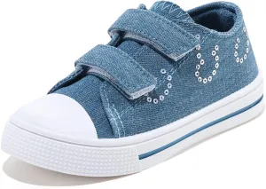 Boys Girls Sneakers Toddler Canvas Shoes Kids Walking Shoes with Hook and Loops