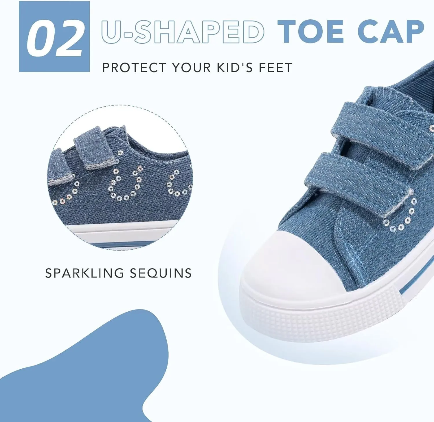 Boys Girls Sneakers Toddler Canvas Shoes Kids Walking Shoes with Hook and Loops
