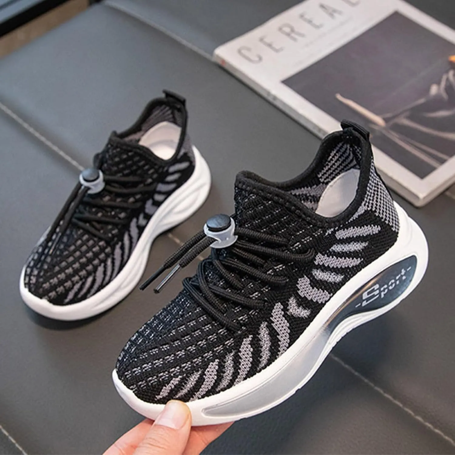 Boys Kids Mesh Running Sport Shoes Lace-Up Non Slip Sneaker Childrens Breathable Non Slip Soft Casual Shoes Athletic