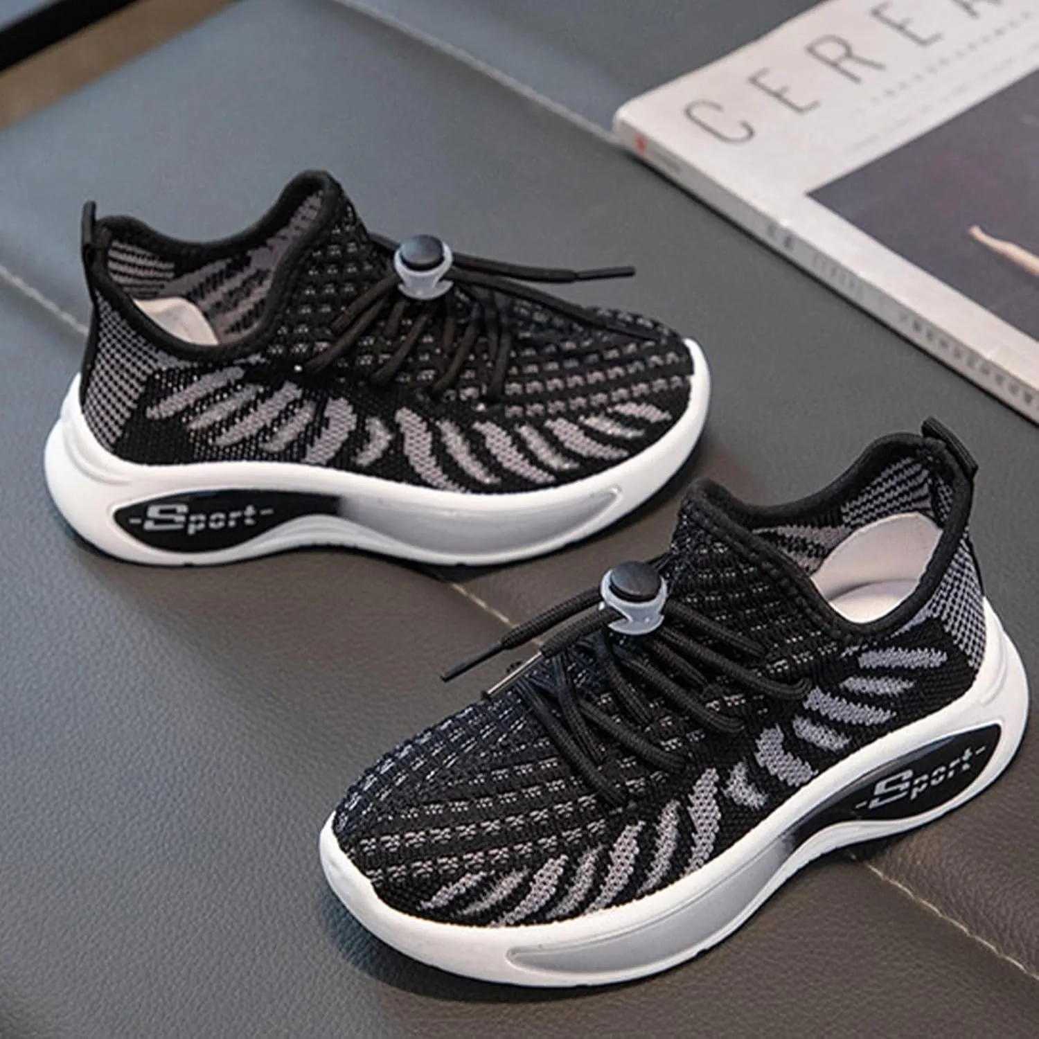 Boys Kids Mesh Running Sport Shoes Lace-Up Non Slip Sneaker Childrens Breathable Non Slip Soft Casual Shoes Athletic