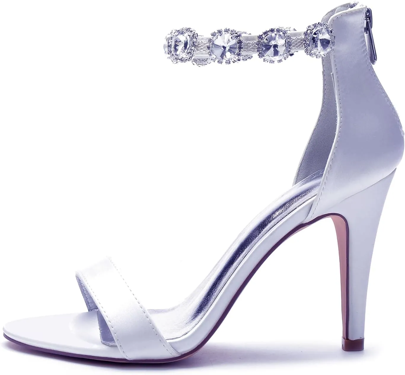 Bridal Shoes Stiletto Heels Wedding Shoes Open Toe High Heel Ankle Strap Brides Cristal Sandals Evening Formal Party Pump Dressy