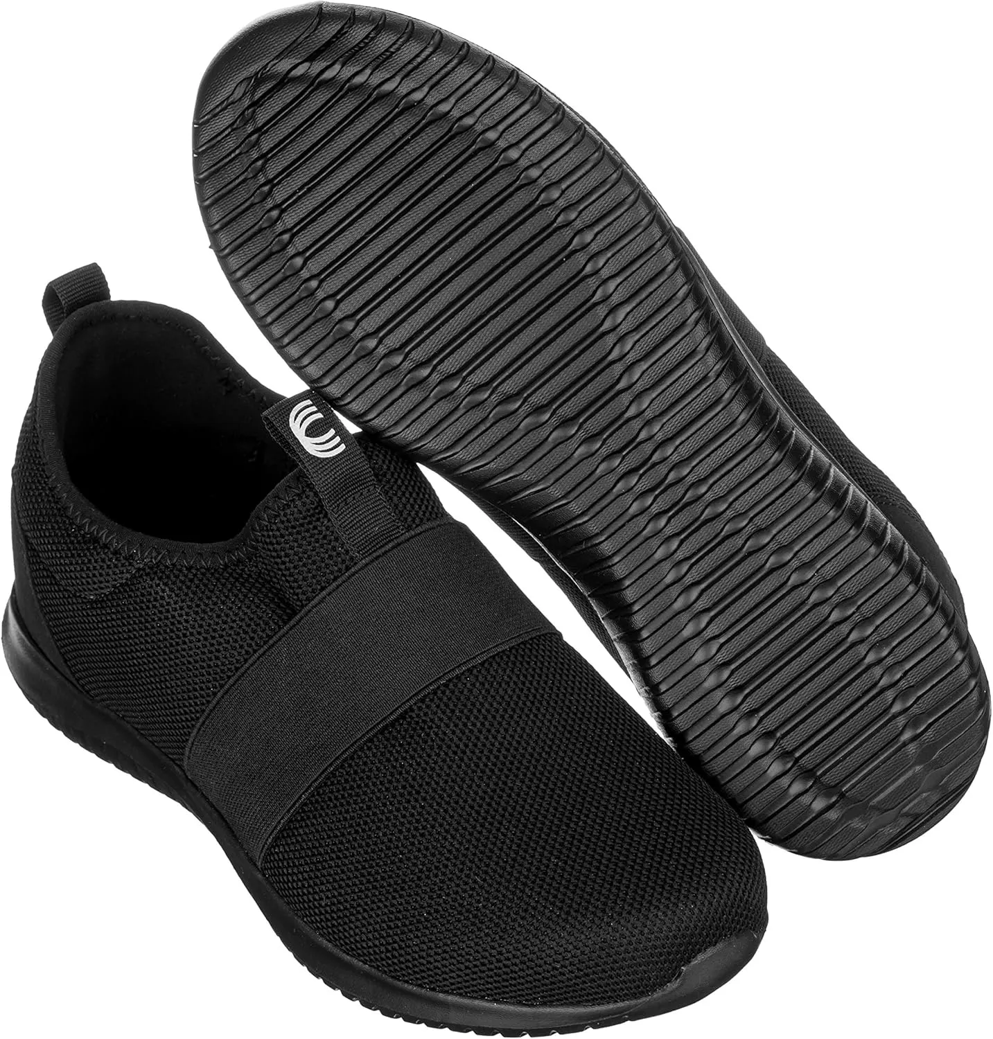 CALTO Men's Invisible Height Increasing Elevator Shoes - Black Ultra Feather Lightweight Sporty Sneakers - 2.1 Inches Taller - Q120 - Size 11 D(M) US