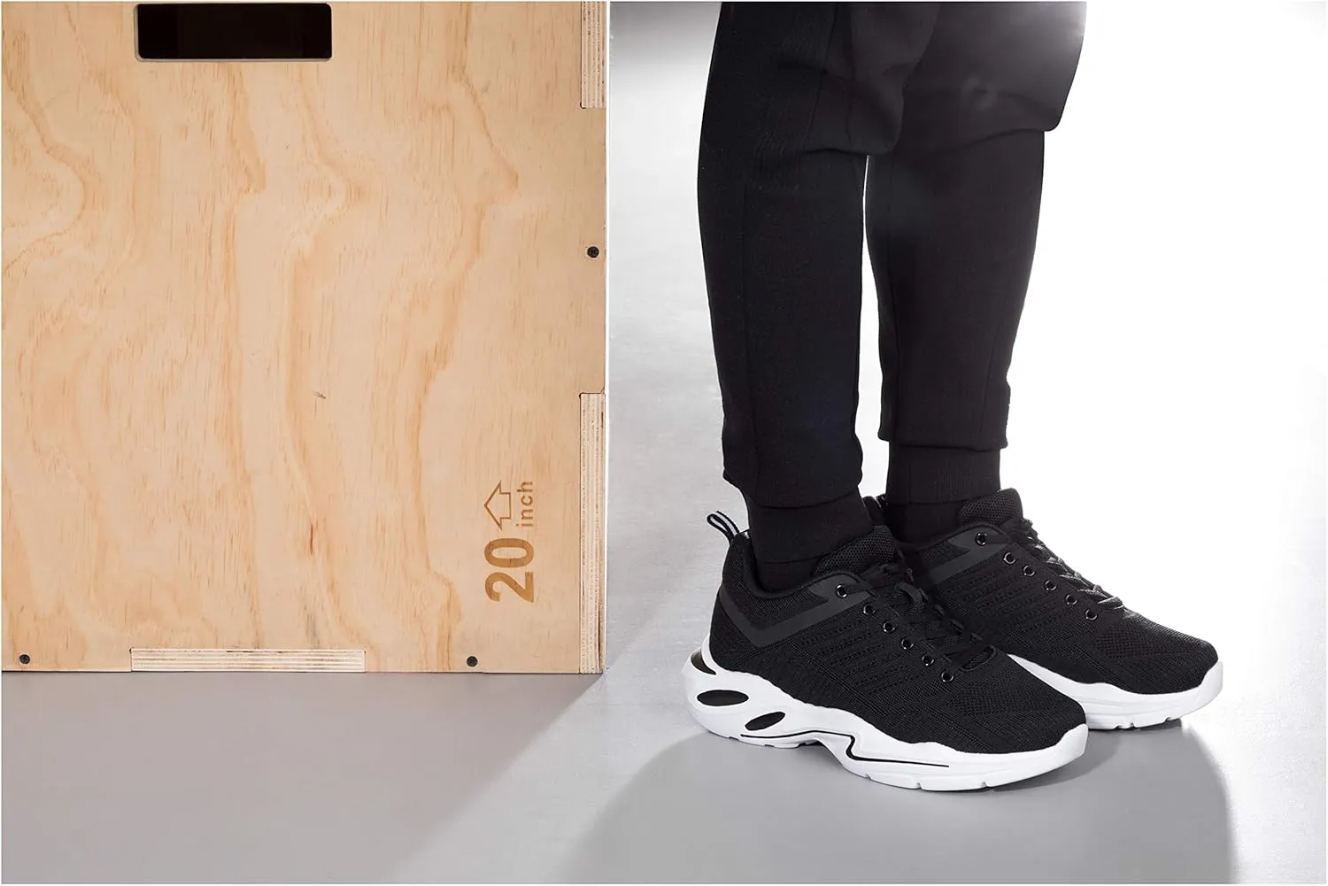 CALTO Men's Invisible Height Increasing Elevator Shoes - Black/White Super Lightweight Sporty Sneakers - 2.6 Inches Taller - Q330 - Size 9.5 D(M) US