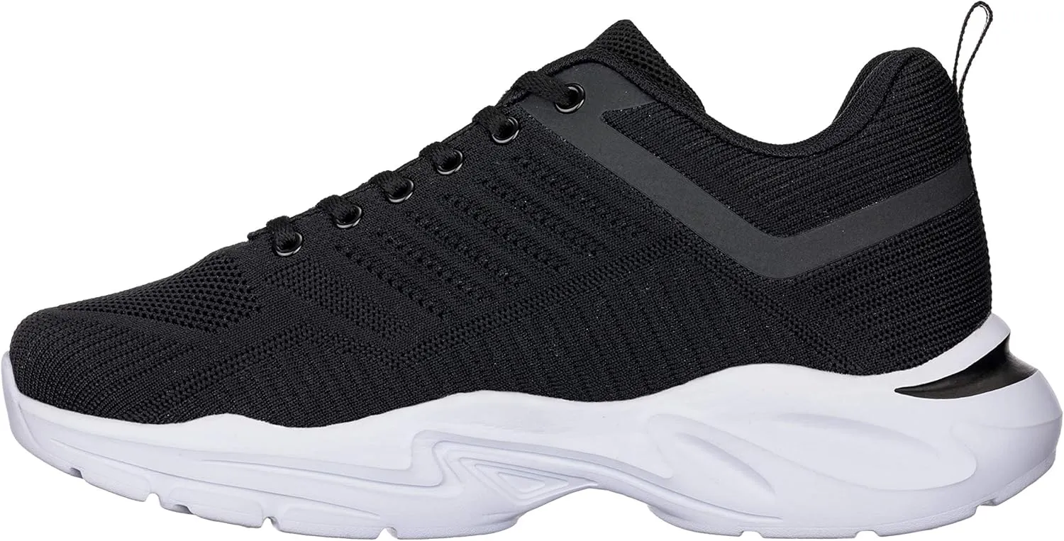CALTO Men's Invisible Height Increasing Elevator Shoes - Black/White Super Lightweight Sporty Sneakers - 2.6 Inches Taller - Q330 - Size 9.5 D(M) US